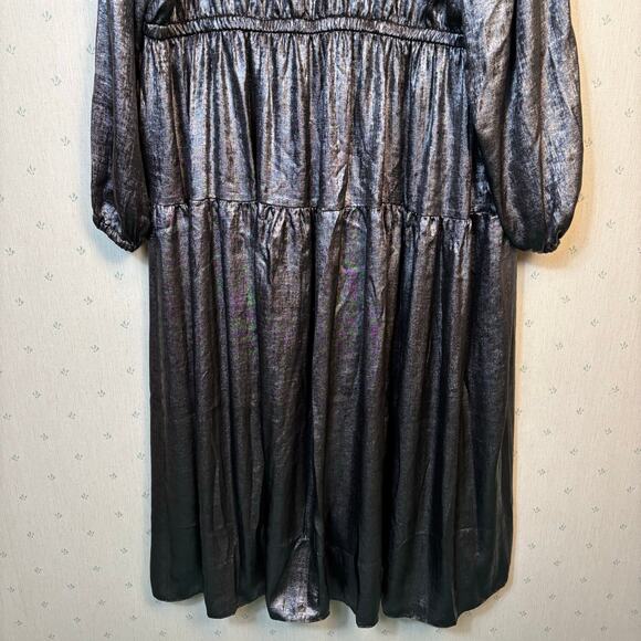 Lane Bryant Shirred Shoulder Maxi Dress Size 26 Satin Formal Evening Gala NWT - Picture 7 of 13